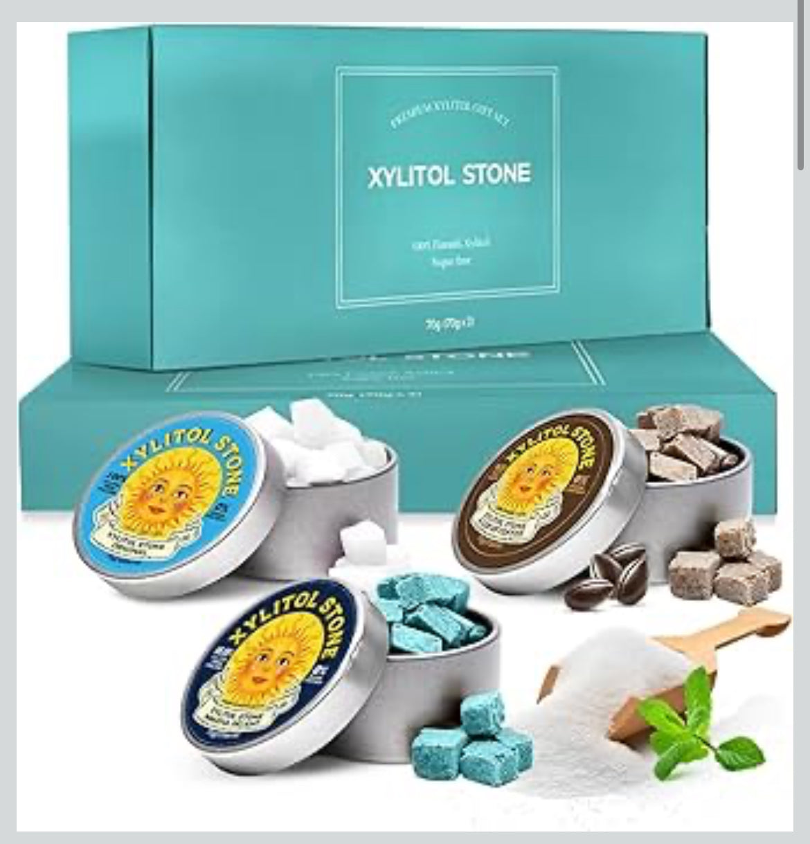 Xylitol Stone Sugar Free Candy - Vegan & Keto Friendly Unique Hard Candy - 100% Natural Flavor Candies - Gluten Free & Non-GMO Breath Freshener Mints - Pack of 3 (Original, Coffee, Wakeful Delight)