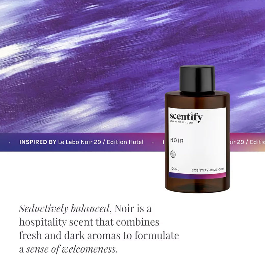 Scentify Noir Luxurious Relaxing Aroma Oil Refill
Scent for Oil Diffusers, Bergamot, Bay Leaf, Vetiver, Cedar, Musk Scents, Aromatherapy Diffuser Fragrance, 100ml, 3.38 oz