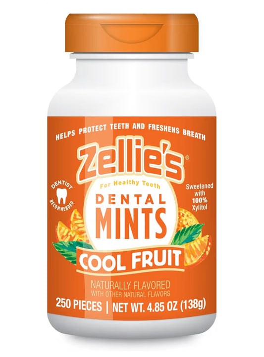 Zellie's | 100% Xylitol Cool Fruit Mints Breath Mints | No Aspartame, Gluten Free, Vegan & Kosher (250 Count - Pack of 1)