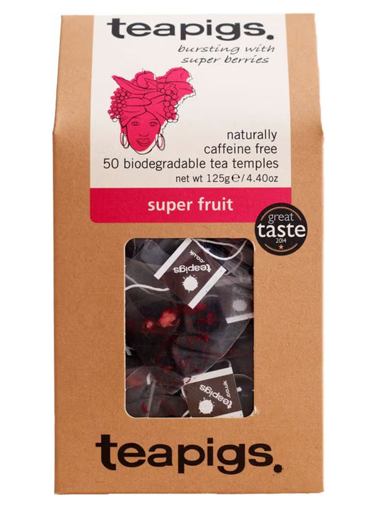 Teapigs Super Fruit Tea Bags Made With Whole Fruit, caffeine-free, natural ingredients (1 Pack of 50 Teabags)