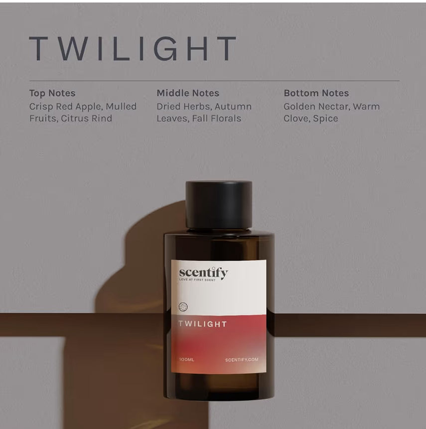 Scentify Holiday Twilight Aroma Oil Christmas Refill Scent for Oil Diffusers - Apple, Spice, Clove, Citrus - Luxurious Relaxing Aromatherapy Fragrance 100ml, 3.38oz