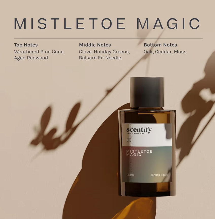 Scentify Holiday Mistletoe Magic Luxurious Relaxing Aromatherapy Fragrance Aroma Oil
Christmas, Refill Scent, for Oil Diffusers, Pine, Oak, Moss, Clove, Cedar, 100ml, 3.38oz