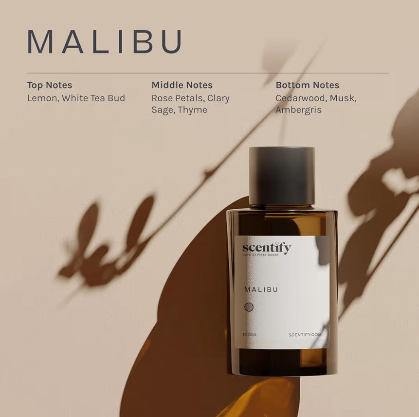 Scentify Malibu Aroma Oil Refill Scent for Oil Diffusers Aromatherapy Diffuser Fragrance
Lemon, White Tea, Thyme, Cedar, Musk Scents, Luxurious, Relaxing, 100ml, 3.38 oz