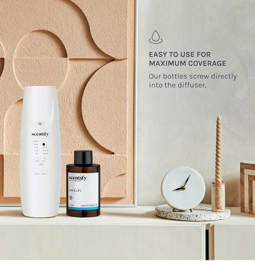 Scentify Amalfi Luxurious Relaxing Aroma Oil Refill - Aromatherapy Diffuser Fragrance Scent for Oil Diffusers
Lemon, Jasmine, Orchid, Amber, Musk Scents, 100ml, 3.38 oz