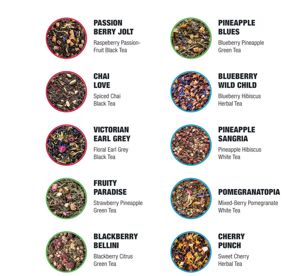 Tiesta Tea - Discovery Sampler Dry Flight Set, Loose Leaf, High to No Caffeine, Hot & Iced Up to 200 Cups, Tea Variety Pack with Green, Herbal, Black & Chai Brew, 20 Resealable Sample Pouches