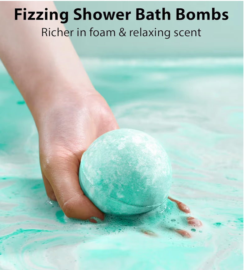 Magnesium Menthol Fizzing Bath Bomb Eucalyptus Peppermint Epsom Salt Refreshing Bubble Spa with Essential Oil Infused Post Workout Sore Muscles Recovery Gift