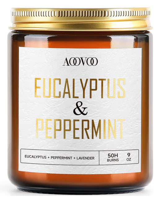 AOOVOO Eucalyptus Mint Candles - 9 oz Scented Candles, Aromatherapy Candle, Soy Candle for Home Scented