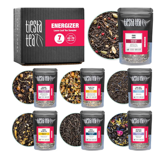 Tiesta Tea - Black Sampler Dry Flight Set, Loose Leaf, High Caffeine, Makes Hot & Iced, Assorted Tea Sets with Herbal, Chai, Fruit Black Teas & More, 7 Resealable Sample Pouches