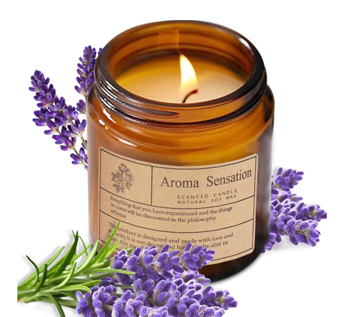 Organic Lavender Candles - Non Toxic Soy Candles for Home, Stress Relief & Meditation (7oz)