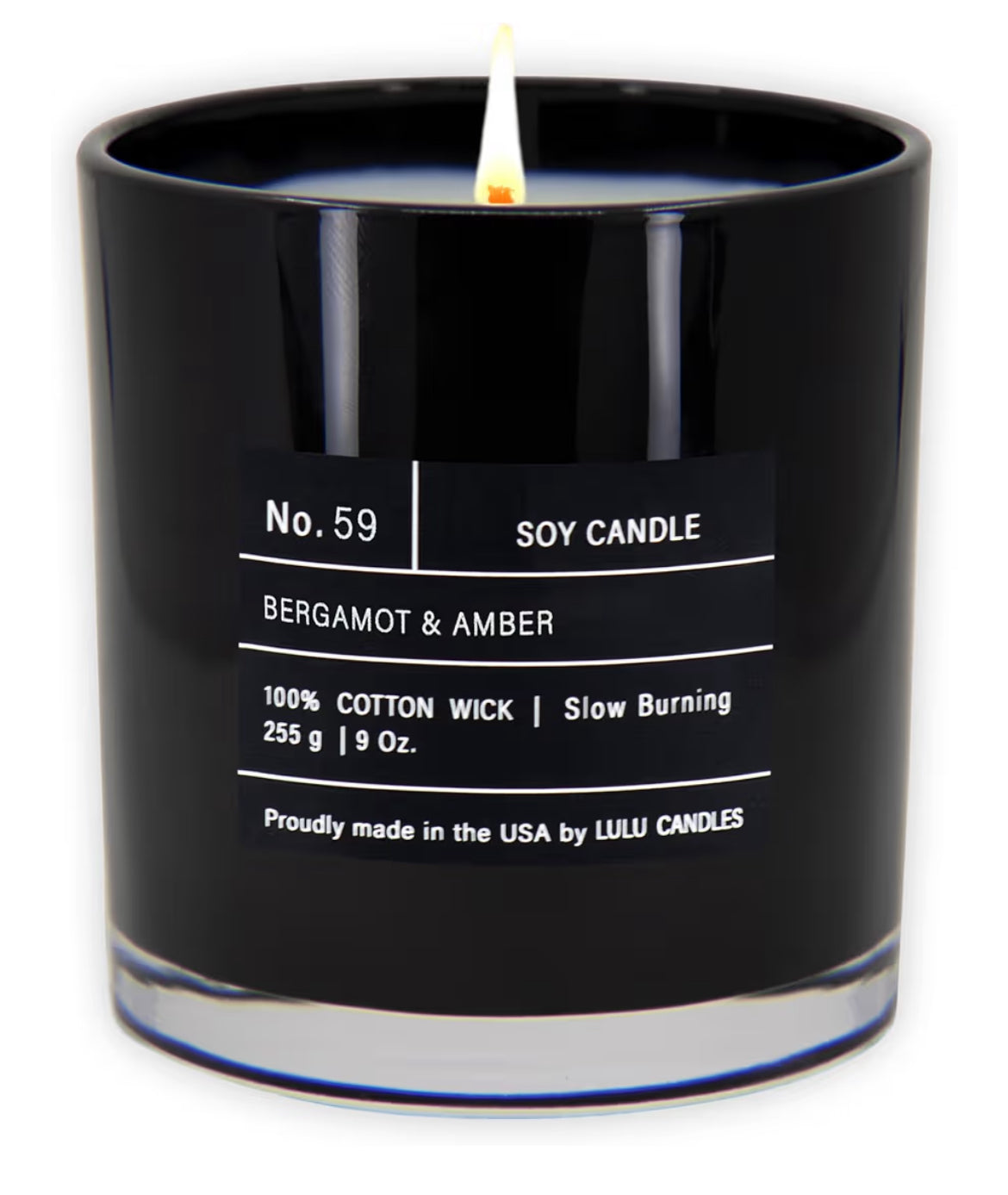 Lulu Candles | Bergamot & Amber | Smells Like Citrus & Musk | Luxury Scented Soy Jar Candle | Hand Poured in The USA | Highly Scented Long Lasting (9 Oz.)