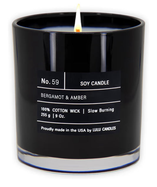 Lulu Candles | Bergamot & Amber | Smells Like Citrus & Musk | Luxury Scented Soy Jar Candle | Hand Poured in The USA | Highly Scented Long Lasting (9 Oz.)