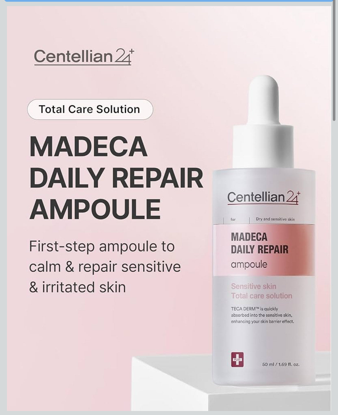 Centellian 24 Madeca Daily Repair Ampoule (Daily Soothing, 1.69fl oz) - Soothing & Hydrating Facial Serum for Sensitive Skin, Skin Barrier Repair & Fast Absorption, Korean Skin Care